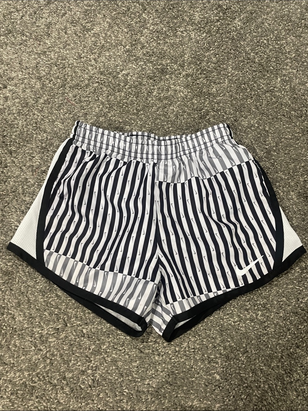 Nike  DriFit Black and White Striped Athletic Shorts - girls 6x